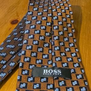 Hugo Boss Geometric Brown and Blue Tie